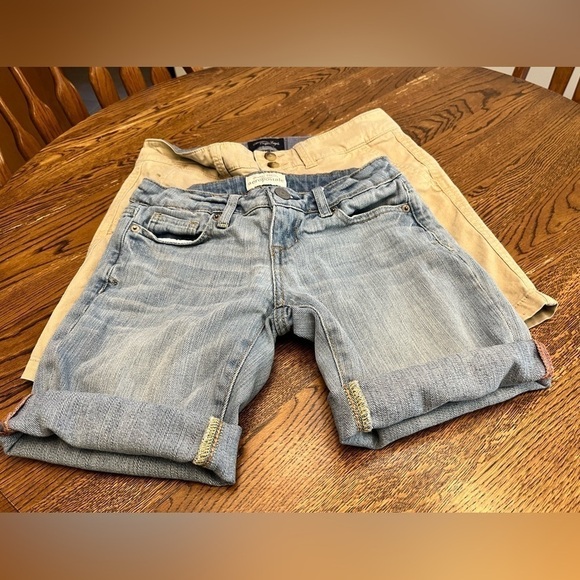 Lot 2 American Eagle Aeropostale Khaki Denim Size 0 XS Shorts Teen Tween School - Picture 4 of 16